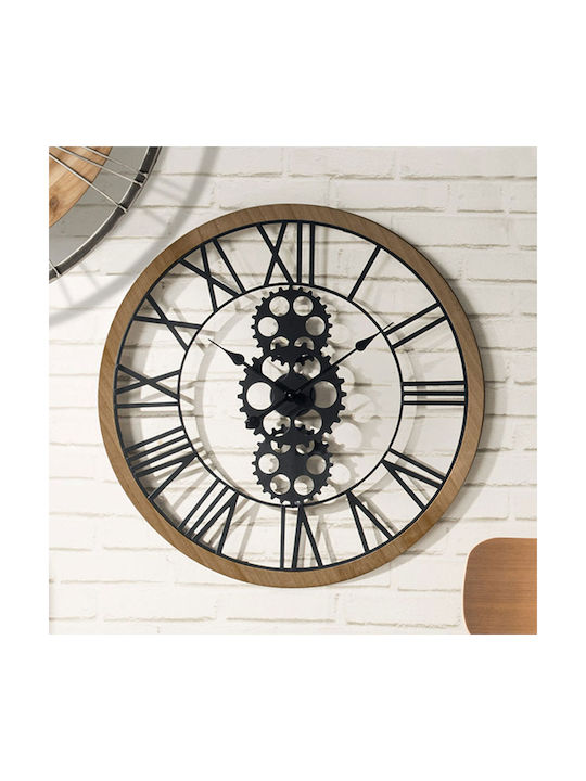 Antique Wall Clock Metallic Black Ø70cm