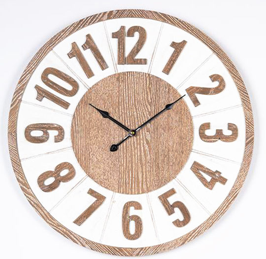 Wall Clock Wooden White 60x4.5cm