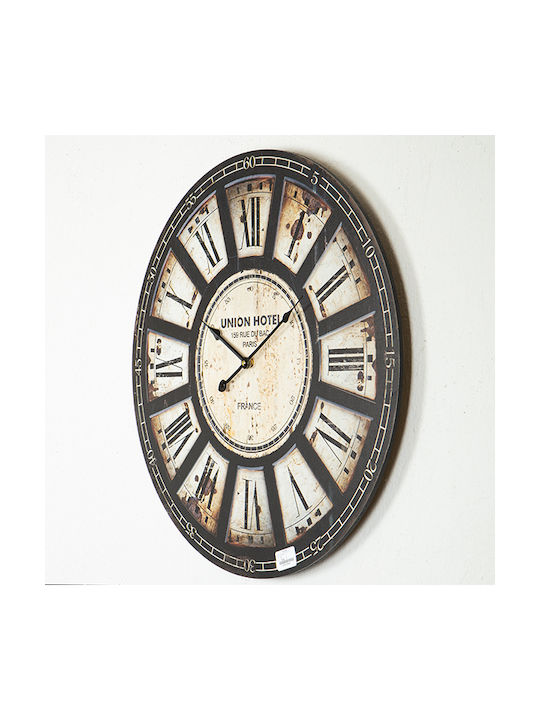 Wall Clock Wooden Ecru 58.2x4.3cm