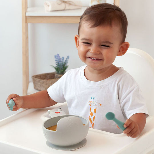 Kiokids Παιδικό Μπωλ Φαγητού Σαλιγκάρι από Σιλικόνη Γκρι