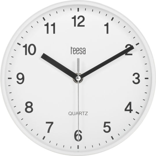 Teesa Ρολόι Τοίχου Πλαστικό Λευκό Ø20cm