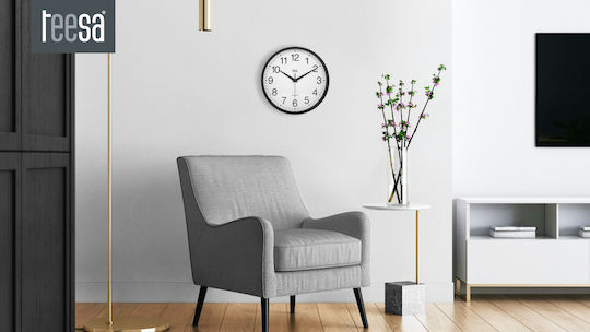 Teesa Wanduhr Kunststoff Schwarz Ø25cm