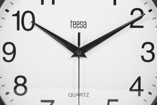 Teesa Wanduhr Kunststoff Schwarz Ø25cm