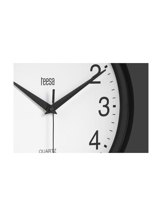 Teesa Ρολόι Τοίχου Πλαστικό Μαύρο Ø25cm