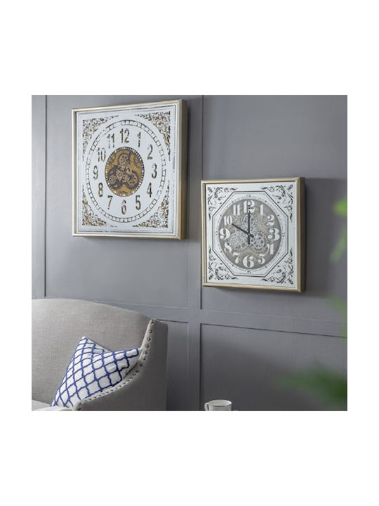 Artekko Antique Wall Clock Metallic White 60x60cm