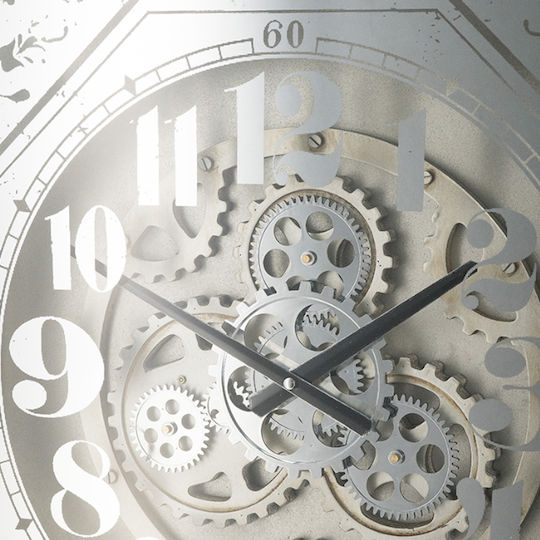 Artekko Antikes Wanduhr Metallisch Weiß 60x60cm