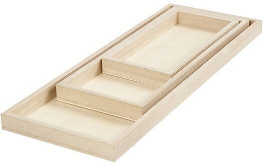 Wooden Rectangular Trays Set of 3 Pieces