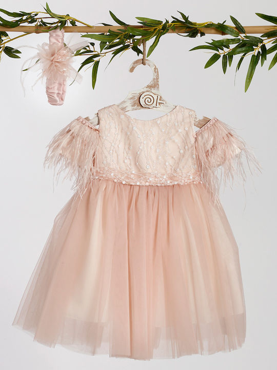 Lollipop Orange Baptism Dress made of Tulle