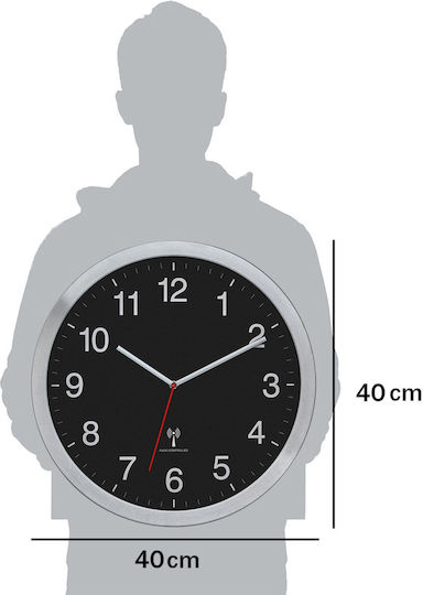 TFA TFA Wanduhr Glas Schwarz Ø40cm