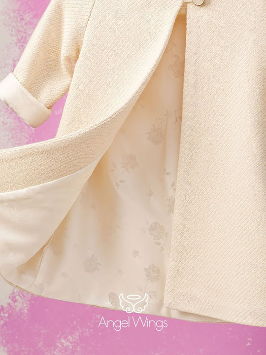 Angel Wings Manto Ecru Baptism Coat Knitted