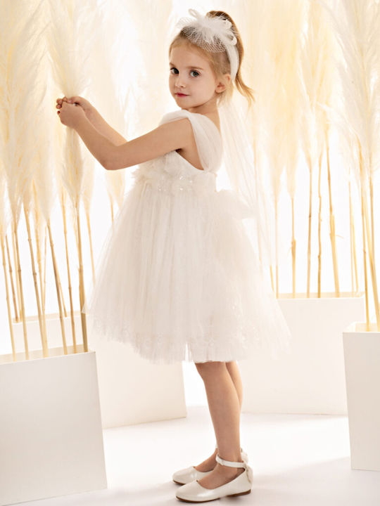 Baby Bloom Alb Rochie de Botez din Dantelă