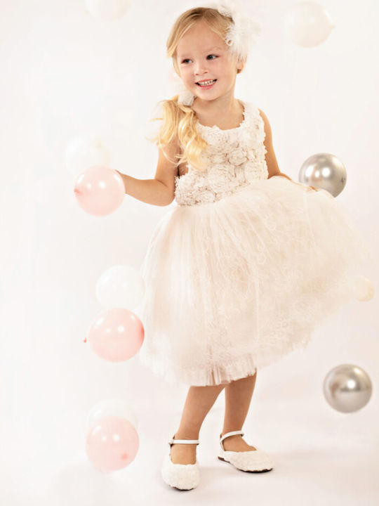 Baby Bloom Alb Rochie de Botez din Tulle