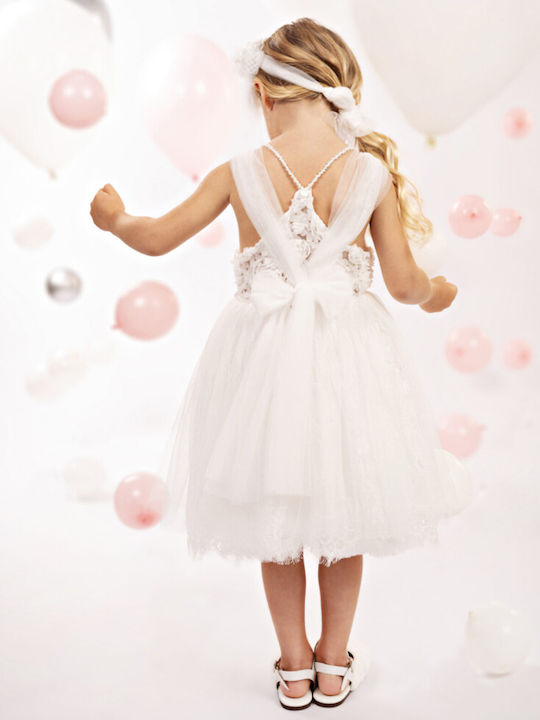 Baby Bloom Alb Rochie de Botez din Tulle