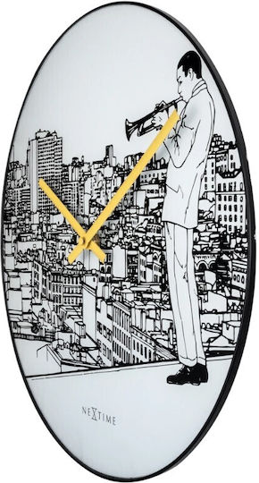 Nextime Next Time Trumpet City Αθόρυβο Ρολόι Τοίχου Μεταλλικό Μαύρο Ø40cm Nextime Next Time Trumpet City Αθόρυβο Ρολόι Τοίχου Μεταλλικό Μαύρο Ø40cm