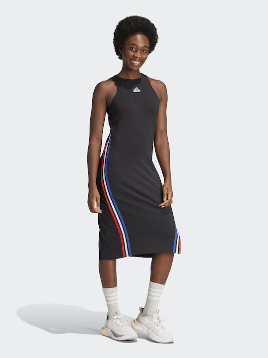 Future Icons 3-stripes Καλοκαιρινό Midi Φόρεμα Μαύρο