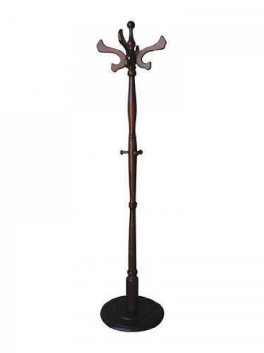 Woodwell Wooden Coat Rack Walnut Carol 40x40x180cm
