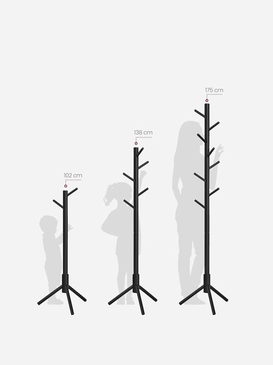 Vasagle Wooden Coat Rack Black 47x47x175cm