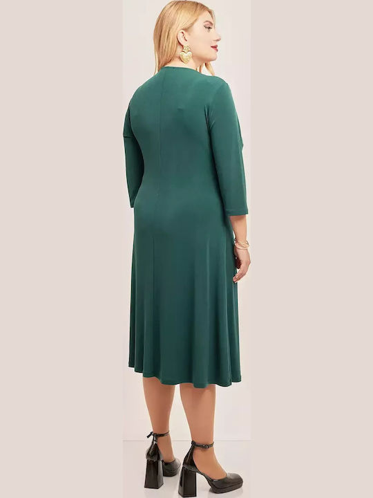 Midi Dress for Wedding and Christening Drape Green