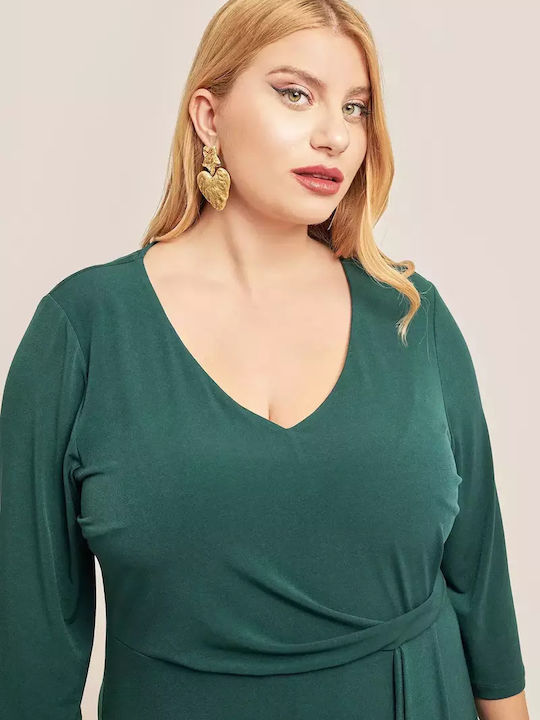 Midi Dress for Wedding and Christening Drape Green