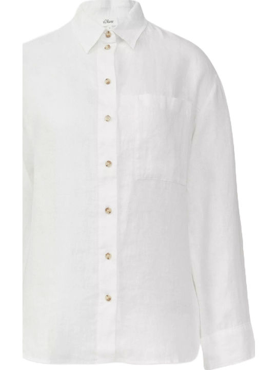 Women's Linen Long Sleeve Shirt White