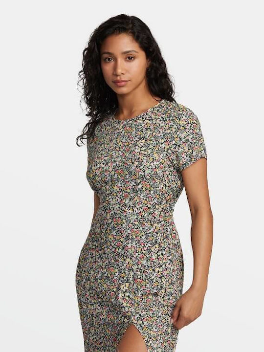 Sommer Midi Damenkleid mit Rüschen Blumen