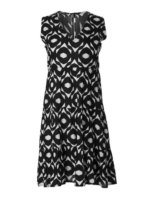 Midi Dress with Ruffle Black