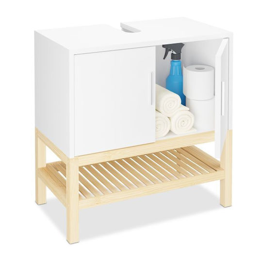 Relaxdays Countertop with Sink L60.5xW60xH33cm Natural