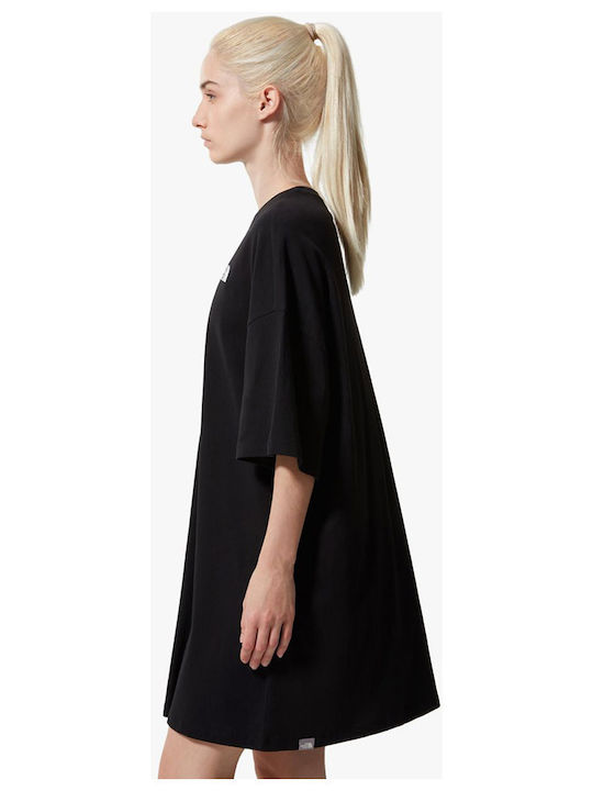 Summer Mini Athletic Dress T-Shirt Short Sleeve Black