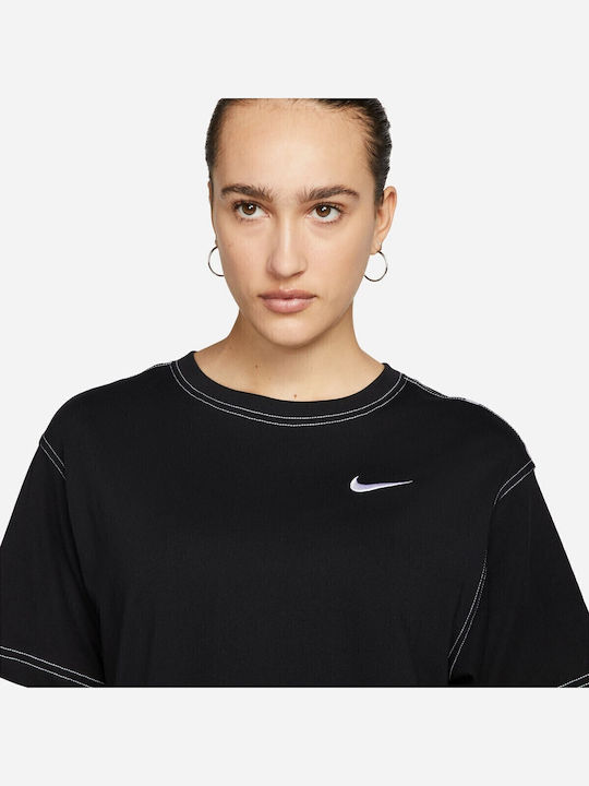 Sportswear Swoosh Summer Mini Athletic Dress T-Shirt Short Sleeve Black