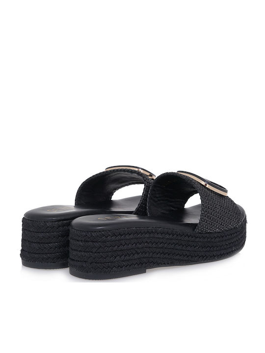 Sommer Damenplattformen in Stil Pantoffeln Schwarz