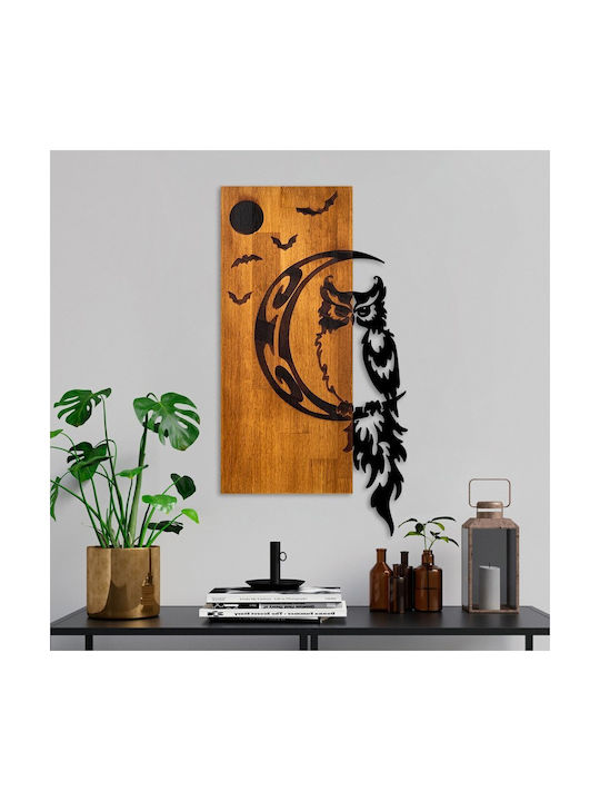 Pakketo 3D Mixed Art Owl Black Wooden Wall Decor 66x3x36cm