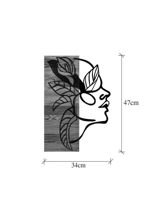 Pakketo 3D Mixed Art Redian Black Wooden Wall Decor 50x3x34cm