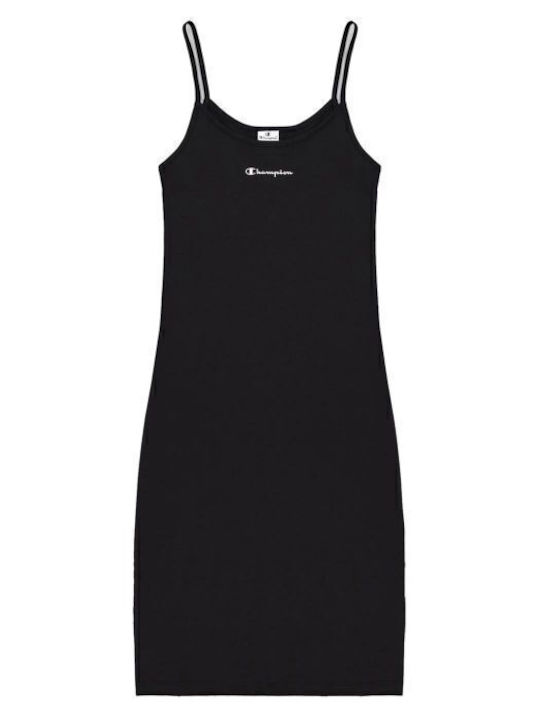 Summer Midi Athletic Dress with Spaghetti Straps Black