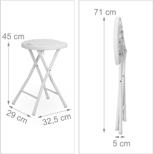 Σκαμνάκι Εξωτερικού Χώρου Rattan Λευκό 2τμχ 32.5x32.5x29cm