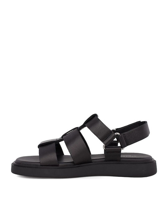 Connie Leather Women's Flat Sandals Black