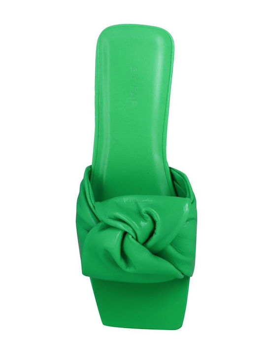 Leather Women's Flat Sandals in Green Color