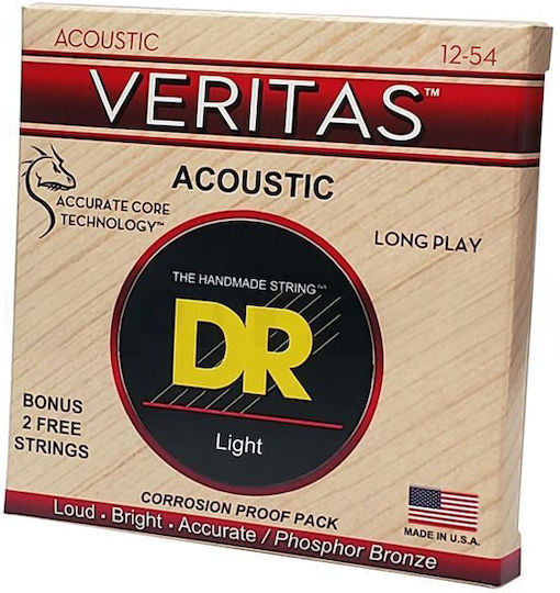 Dr Strings Veritas Vta-12 Phosphor Bronze Χορδές Ακουστικής Κιθάρας 012 054 Light