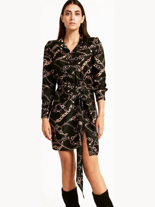 Mini Dress with Tearing Black
