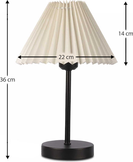 Megapap Fnoi Metal Table Lamp for Socket E27 with Beige Shade and Black Base