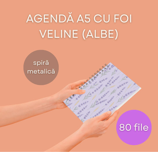 Caiet Spiral A5 Jurnal Bullet 80 Foi cu Pagini Albe Violet