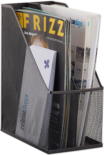 Document Holder 2 Compartments Metal Black 31.5 x 14.3 x 25 cm