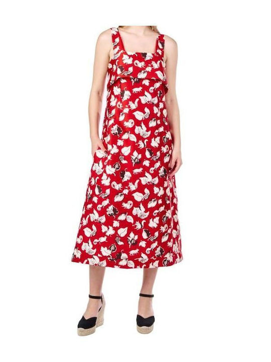 Sommer Midi Damenkleid Rot