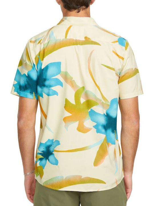 Tracers Floral Κοντομάνικο Πουκάμισο σε Κανονική Γραμμή Floral Light Beige
