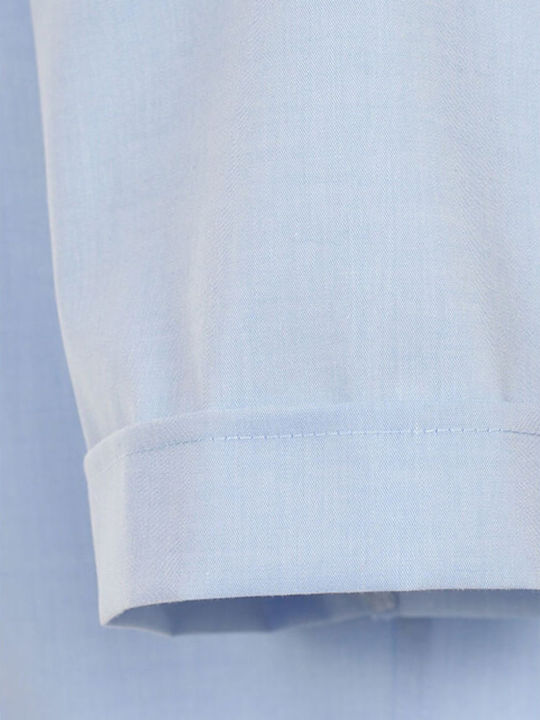 Short-sleeved Cotton Shirt Light Blue