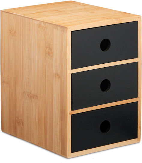 Relaxdays Schreibtischschublade 3 Positionen 15x20x21cm Braun