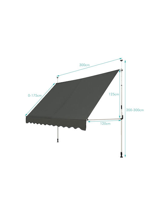 Costway Тента Тераса С LED 3x1.2м
