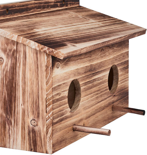 Dekoratives Vogelhaus aus Holz 22 x 35 x 18 cm Braun
