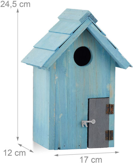 Decorative Wooden Birdhouse 24.5 X 17 X 12 Cm Blue