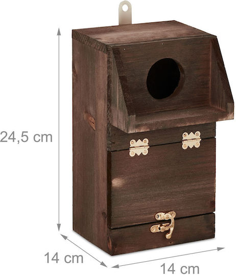 Декоративна дървена къщичка за птици 24.5 X 14 X 14 см кафява