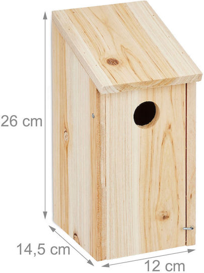 Căsuță decorativă pentru păsări din lemn 26 X 12 X 14.5 cm naturală
